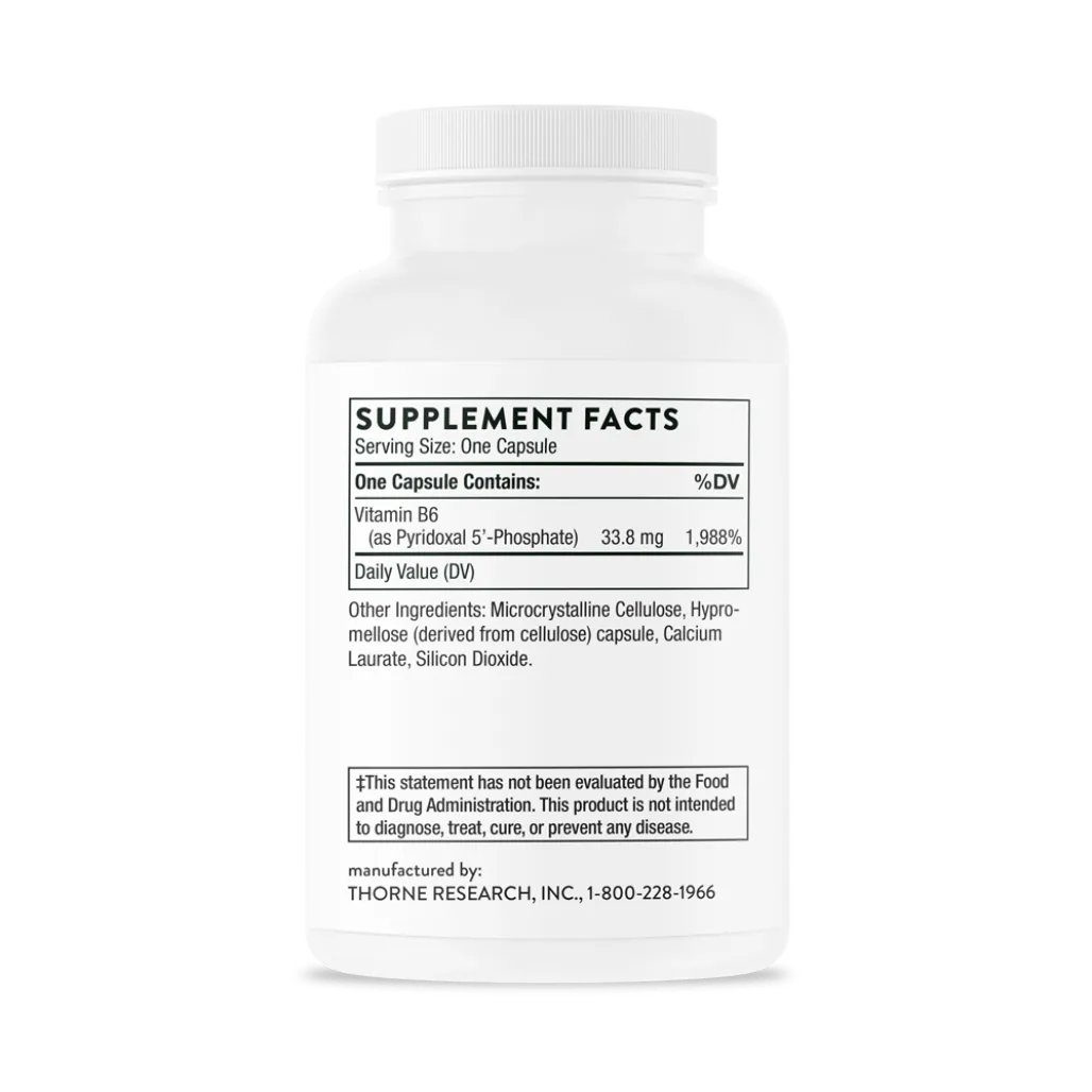 Thorne Pyridoxal 5'-Phosphate 180 vegcaps supplement facts