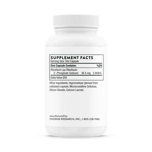 Thorne Riboflavin 5'-Phosphate 60 vegcaps supplement facts
