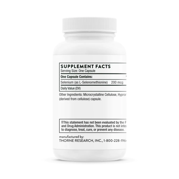 Thorne Selenium 200 mcg 60 caps supplement facts