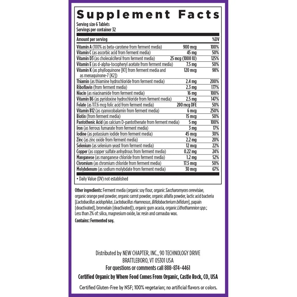 Ingredients of Tiny Tabs MultiVitamin dietary supplement - vitamin A, riboflavin, thiamin