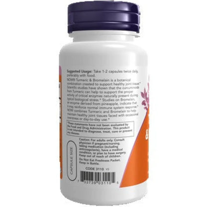 NOW Turmeric & Bromelain - 90 Capsules | Support Joint Health