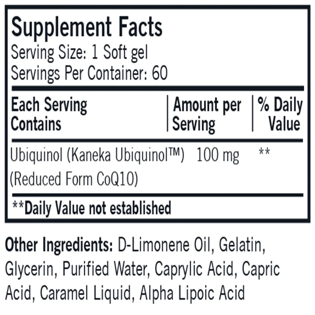 Ubiquinol 100 mg Super CoQ10 Kirkman labs