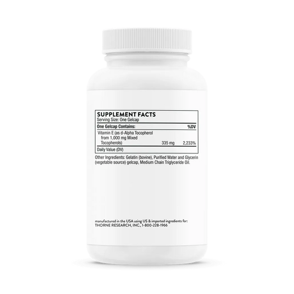 Thorne Ultimate-E 60 softgels supplement facts