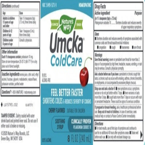 Umcka ColdCare Syrup Cherry Flavor Natures way