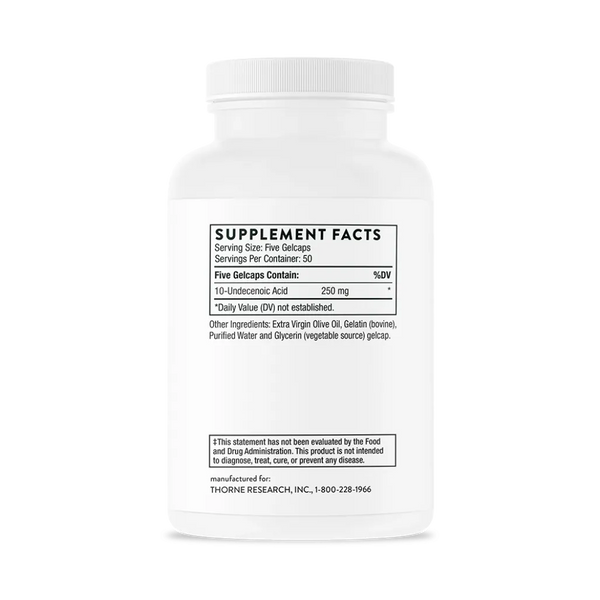 Thorne Undecylenic Acid 250 Softgels supplement facts