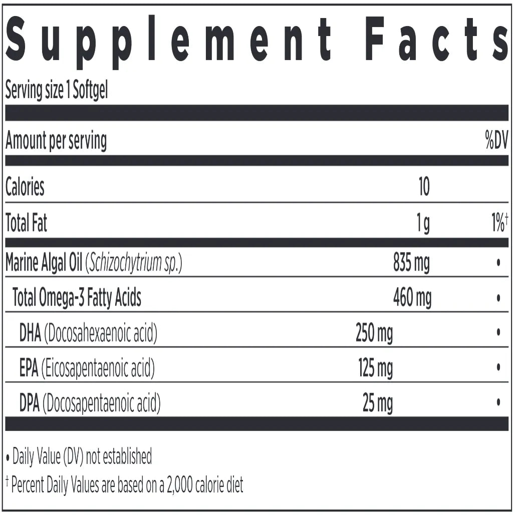 Ingredients of Vegan Omega 3 Complex  dietary supplement - omega-3 fatty acids, marine algal oil