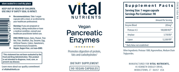Vegan Pancreatic Enzymes by Vital Nutrients at Nutriessential.com