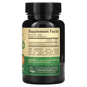Vegan Vitamin D3 (5000 IU) 125 mcg Deva Nutrition LLC