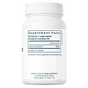 Ingredients of Coenzyme Q10 100mg Dietary Supplement - CoEnzyme Q10 200 mg Per Serving