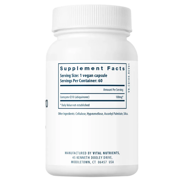 Ingredients of Coenzyme Q10 100mg Dietary Supplement - CoEnzyme Q10 200 mg Per Serving