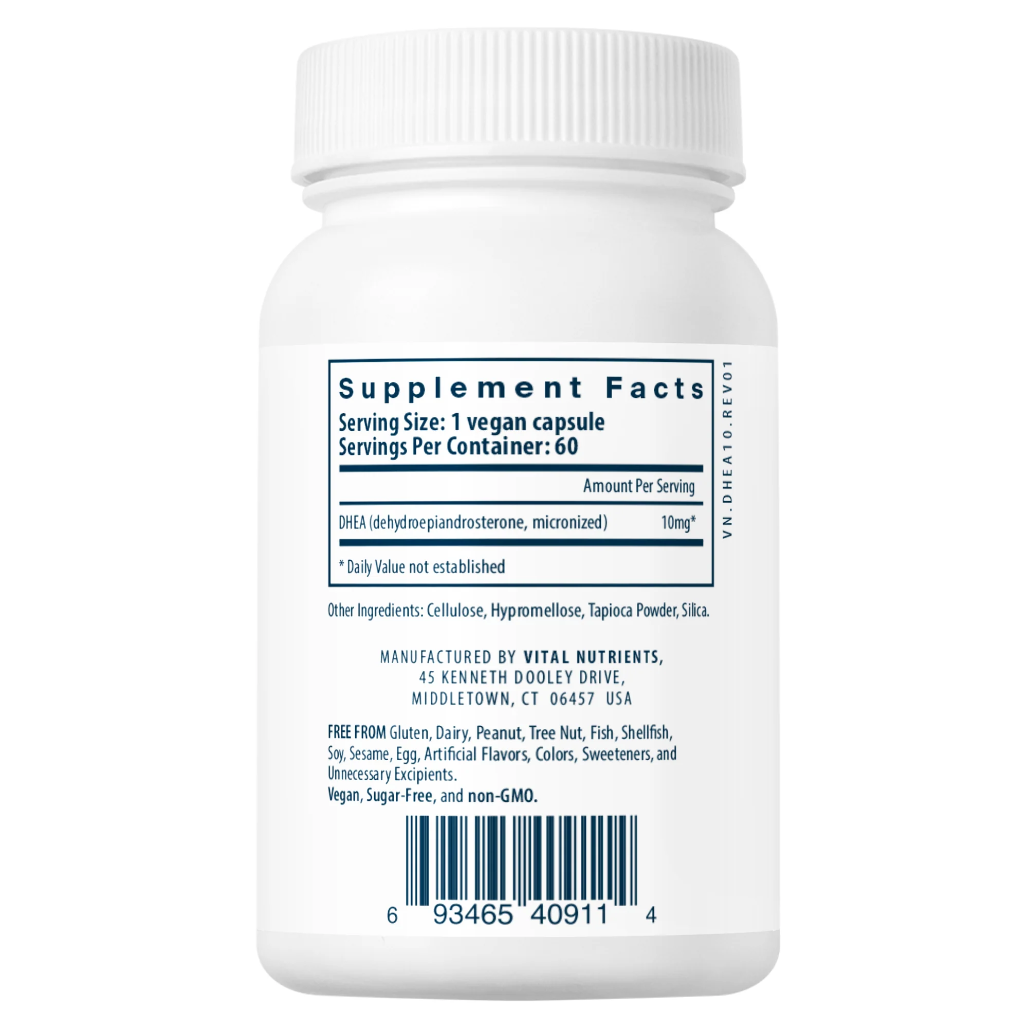 Vital Nutrients DHEA 10mg Supplement - Supports Estrogen and Testosterone Levels Already in the Normal Range