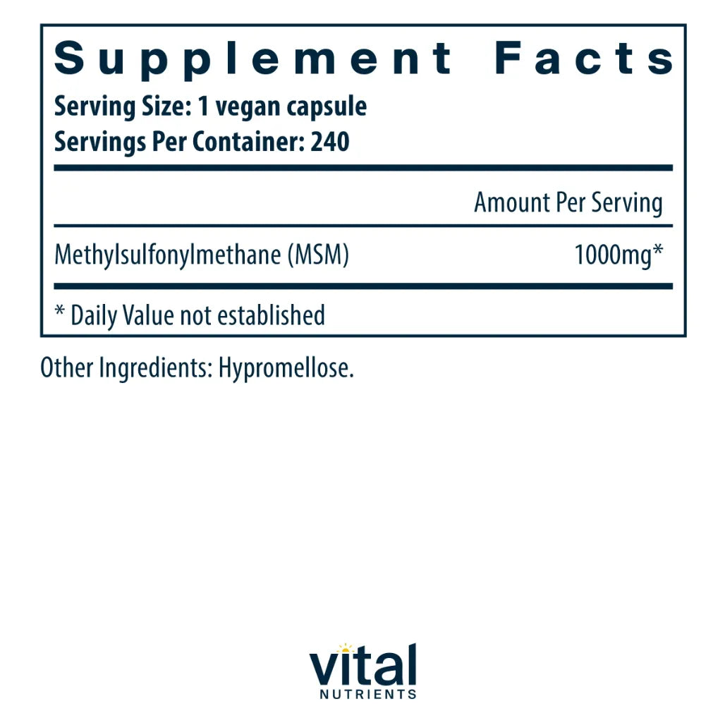 MSM 1000mg by Vital Nutrients at Nutriessential.co