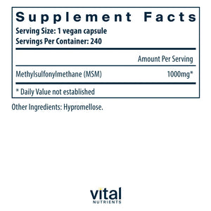 MSM 1000mg by Vital Nutrients at Nutriessential.co