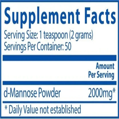 Ingredients of Mannose Powder Dietary Supplement - d-Mannose Powder 2000mg Per Serving