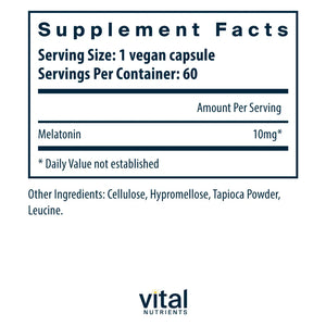 Ingredients of Melatonin 10mg Dietary Supplement - Melatonin10mg Per Serving