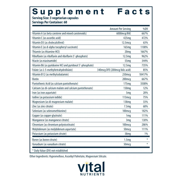 Multi-Nutrients 4 Citrate/Malate Formula with Copper & Iron by Vital Nutrients at Nutriessential.com