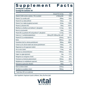 Ingredients of Multi Nutrients Dietary Supplement - Vitamin A, Vitamin C, Vitamin D3, Vitamin E