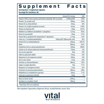 Multi-Nutrients w/Iron and Iodine by Vital Nutrients at Nutriessential.com