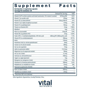 Ingredients of PreNatal Multi Nutrients Dietary Supplement - Vitamin A, Vitamin C, Vitamin D3