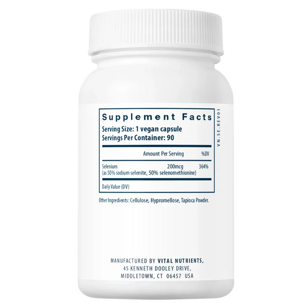 Ingredients of Selenium 200mcg Dietary Supplement - Selenium -50% as sodium selenite and 50% as selenomethionine