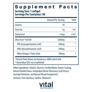"Ingredients of Ultra Pure Fish Oil 700 Enteric Dietary Supplement - Fish Oil