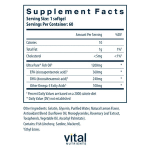 Ingredients of Ultra Pure Fish Oil 700 Dietary Supplement