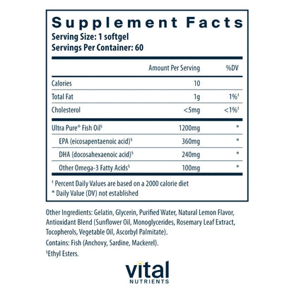 Ingredients of Ultra Pure Fish Oil 700 Dietary Supplement - 