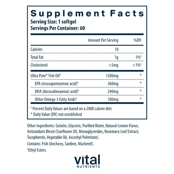 Ingredients of Ultra Pure Fish Oil 700 Dietary Supplement