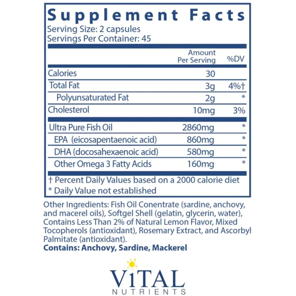 Ingredients of Ultra Pure Fish Oil 800 Dietary Supplement - Fish Oil, Eicosapentaenoic Acid, Docosahexaenoic Acid
