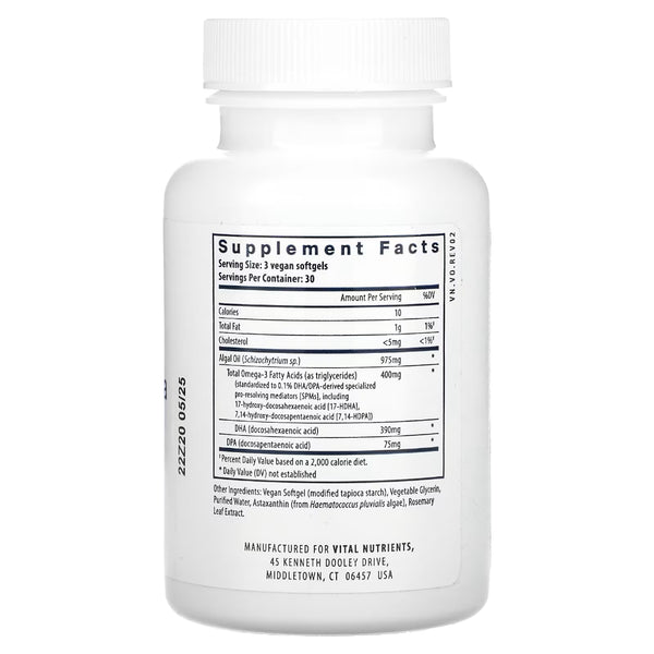 Vital Nutrients Vegan Omega SPM+ - Support Activated Immune System Responses