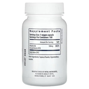 Vital Nutrients Vitamin B6 100mg - Supports The Nervous and Musculoskeletal Systems