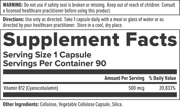 Vitamin B12 - 500mcg