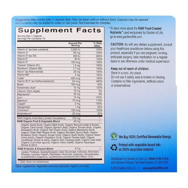 Vitamin Code Raw One for Men Garden of life