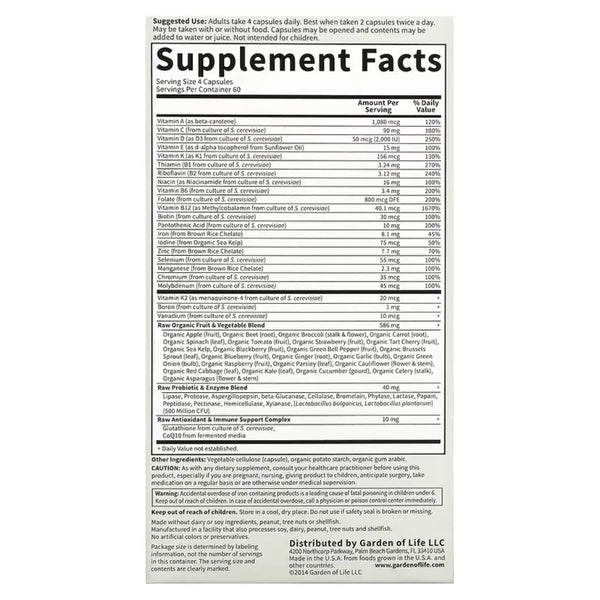 Vitamin Code Women's Multi 240 vegcaps Garden of life