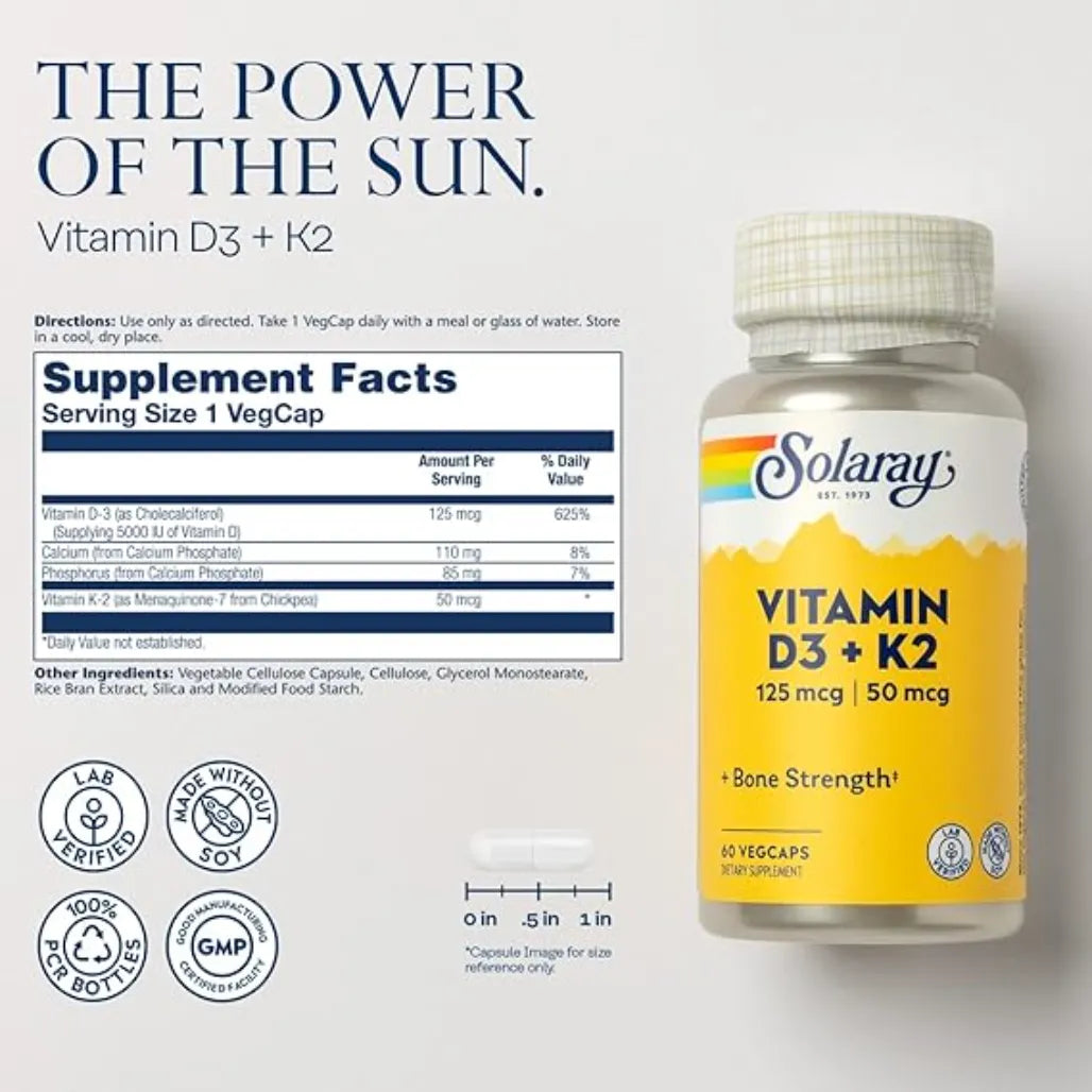 Vitamin D-3 & K-2 60 Solaray