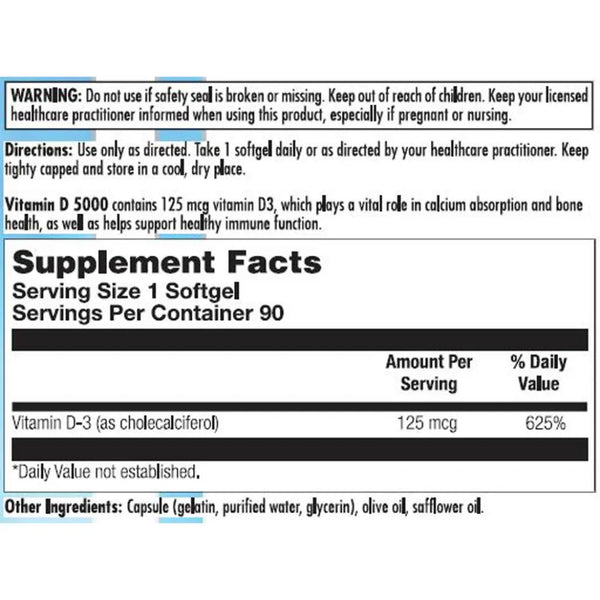 Nutra BioGenesis Vitamin D 5000 IU - 90 Softgels |