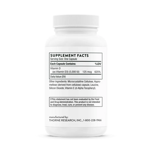 Thorne Vitamin D-5000 NSF 60 caps supplement facts