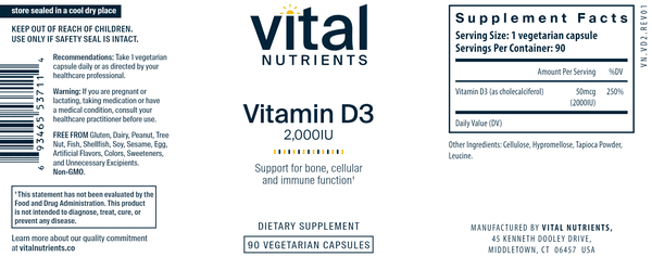 Vitamin D3 2,000 IU by Vital Nutrients at Nutriessential.com