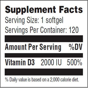 Vitamin D3 2000 IU Advanced Nutrition by Zahler