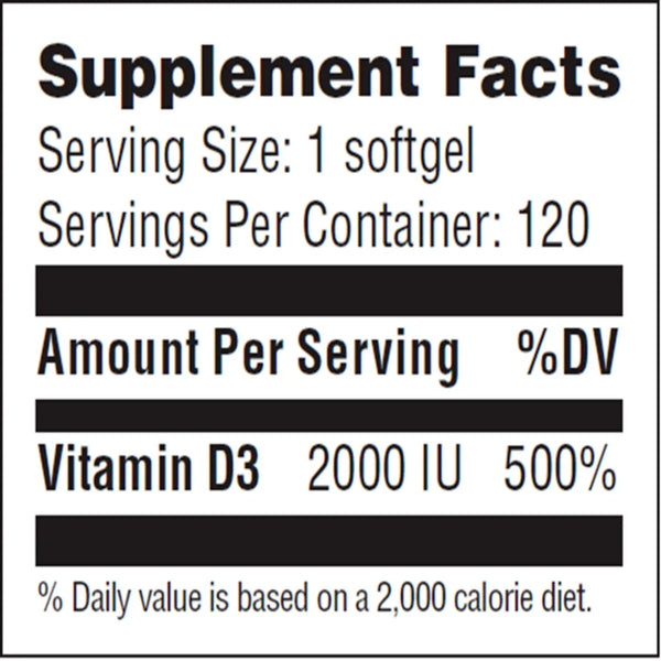Vitamin D3 2000 IU Advanced Nutrition by Zahler