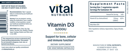 Vitamin D3 5,000iu by Vital Nutrients at Nutriessential.com