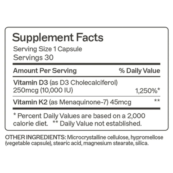 Vitamin D3 K2 30 caps Amy Myers MD