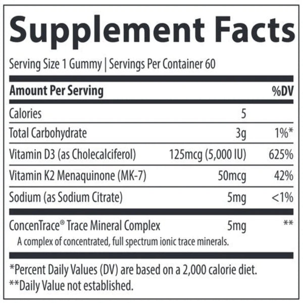 Vitamin D3 + K2 Gummies Trace Minerals Research