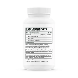 Thorne Vitamin K 60 caps supplement facts