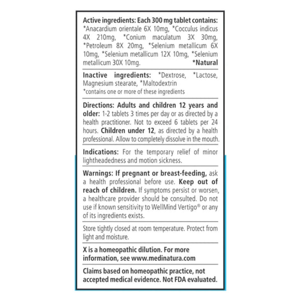 Wellmind Vertigo Tablets MediNatura