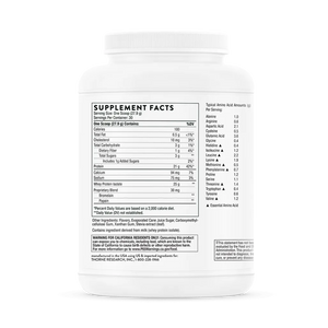 Thorne Whey Protein Isolate Vanilla NSF 29.5 oz supplement facts