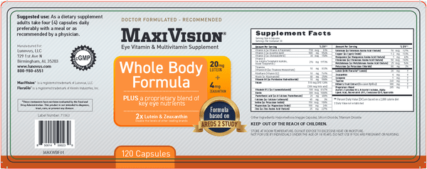 Wholebody Formula by Maxivision - Reduces Risk of Cataracts