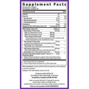 Ingredients of Wholemega 1000 mg dietary supplement - wild alaskan salmon fish oil