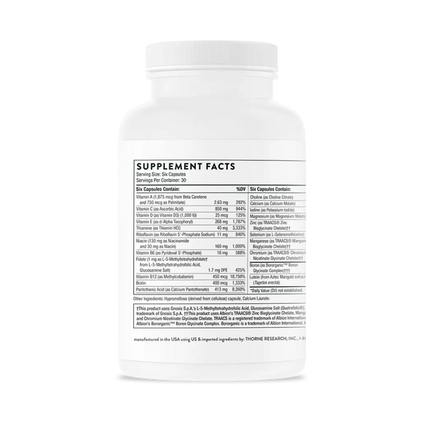 Thorne Women's Multi 50+ without CU FE 180 caps supplement facts