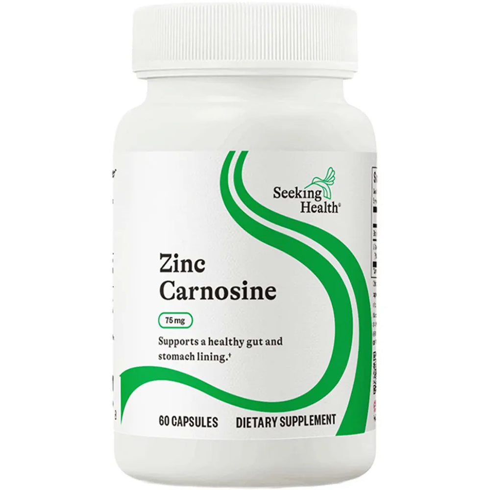 Seeking Health Zinc Carnosine 75 mg – dietary supplement supporting healthy gut, stomach lining, and digestive health with 60 capsules